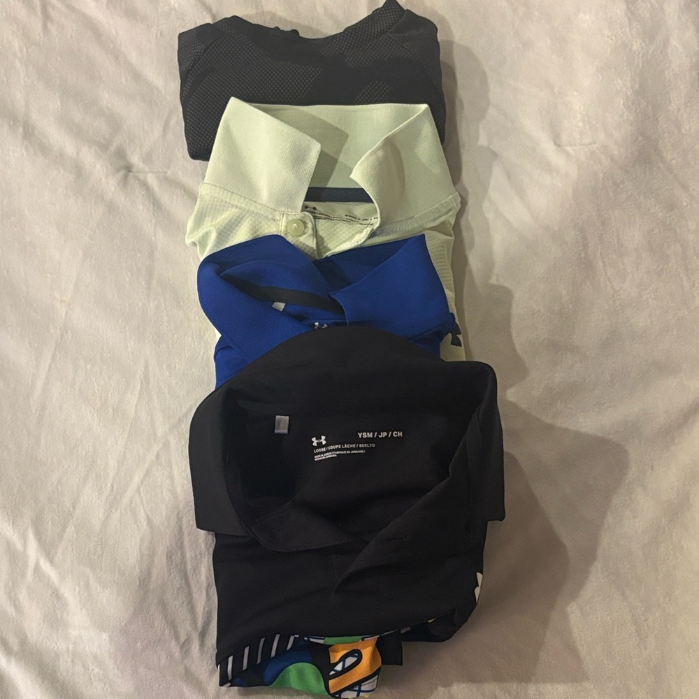 Under Armour Boys’ YSM Shirts - lot of Three Polos and One T-shirt